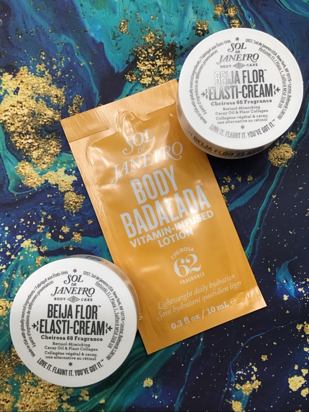 Bundle/2 Sol de Janeiro Beija Flor Elasti-Cream + Body Badalada Lotion sample